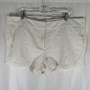 Ann Taylor Shorts Women's 16 White Eyelet Crochet 3.5" Inseam
